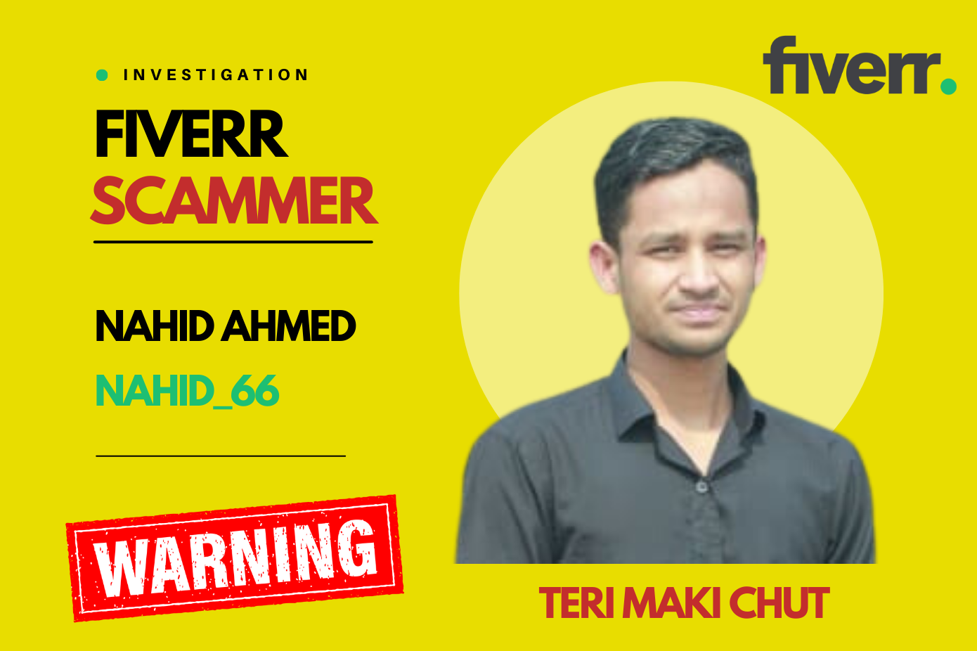 Nahid Ahmed (Nahid_66) on Fiverr caught in promotion scam